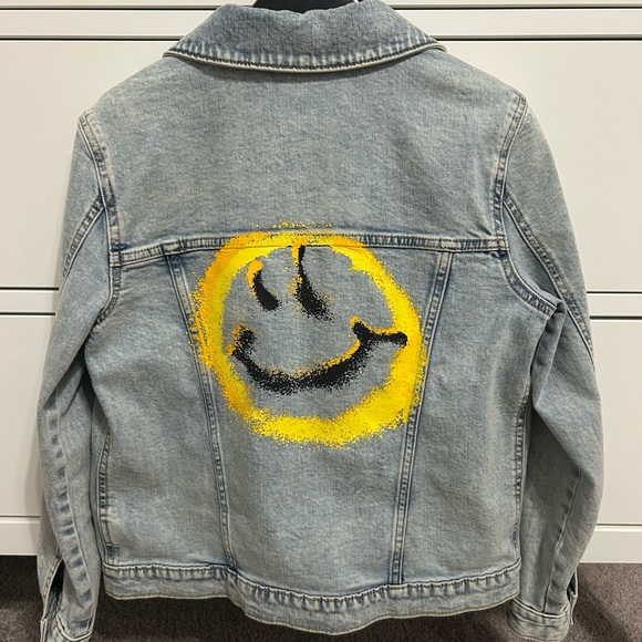 Treasure & Bond Other - Treasure & Bond Kids Denim Jacket with Yellow and Black Smiley
